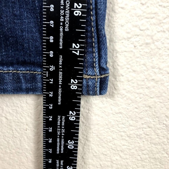 Blue Exchange Jeans Blue Dark Denim Black Faux Leather Trim Straight Size 31 - Picture 12 of 12